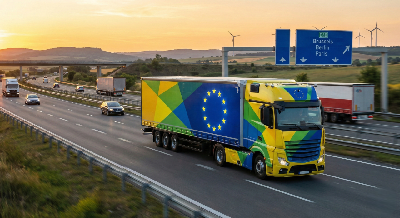 Autocarro su autostrada europea